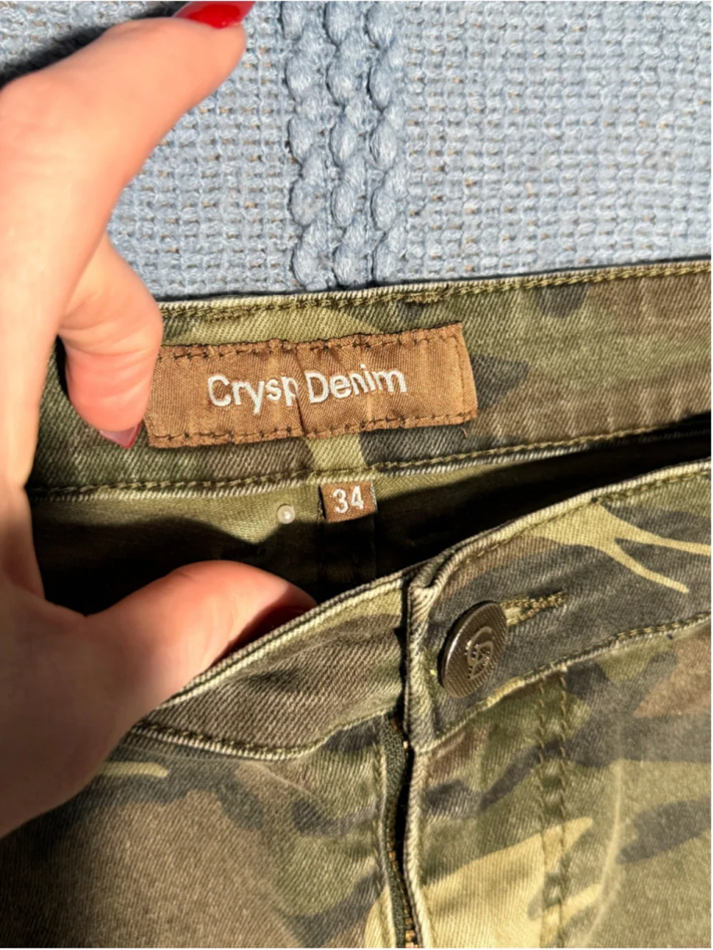 Men's Crysp Denim Camo Jean Shorts Size 34 Green Brown